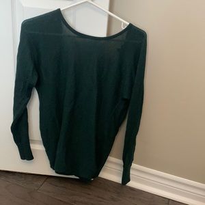 Open back hunter green knit sweater